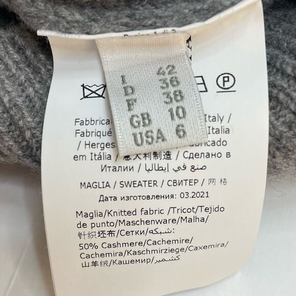 Alberta Ferretti Wool Cashmere Crew Neck Pullover Paris Sweater Gray Size 6 - Picture 6 of 11